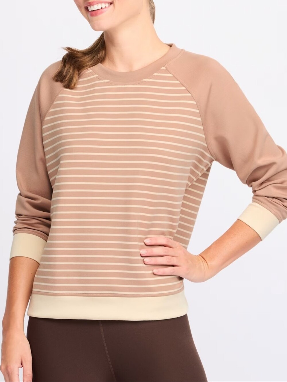 We Wander Performaluxe Crewneck Pullover Sweatshirt - Taupe - NWT-L